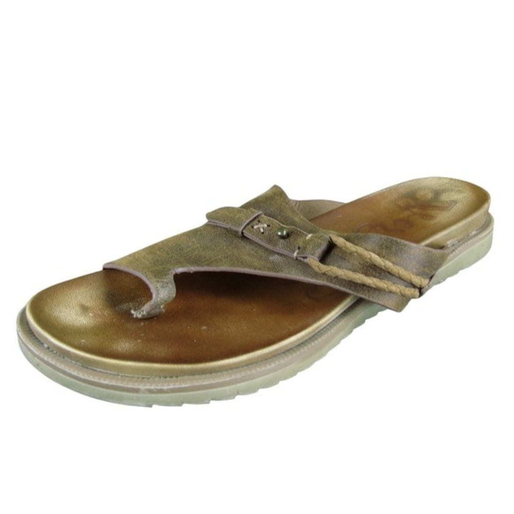 Very G Brown Faux Leather Toe Loop Slide Sandals Women's Size 8 Casual Comfort